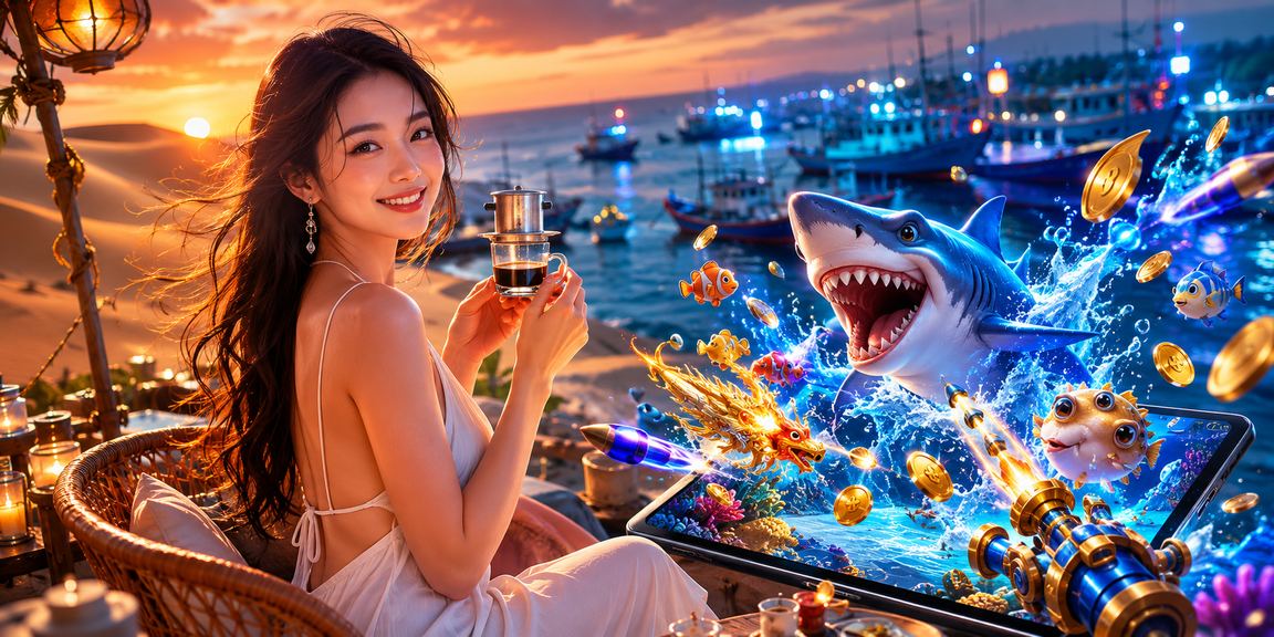 Người dùng Mũi Né thư giãn bên bờ biển, trải nghiệm game giải trí trực tuyến trên di động